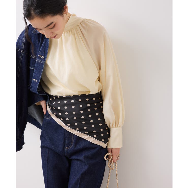 ブラック系(02) | ドット柄スカーフ 70×70cm | VIS 