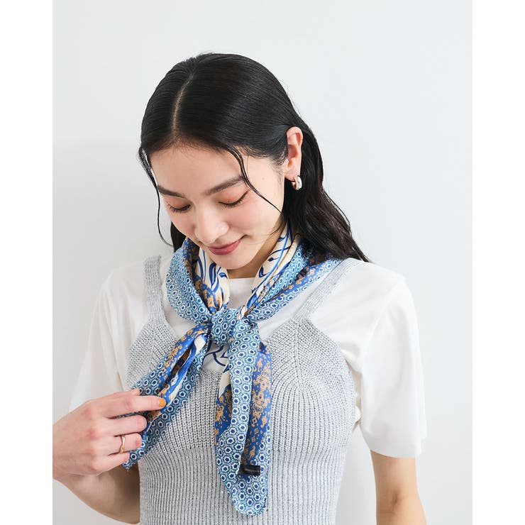 ブルー系(47) | ポムグラネイト柄スカーフ70cm  | VIS 