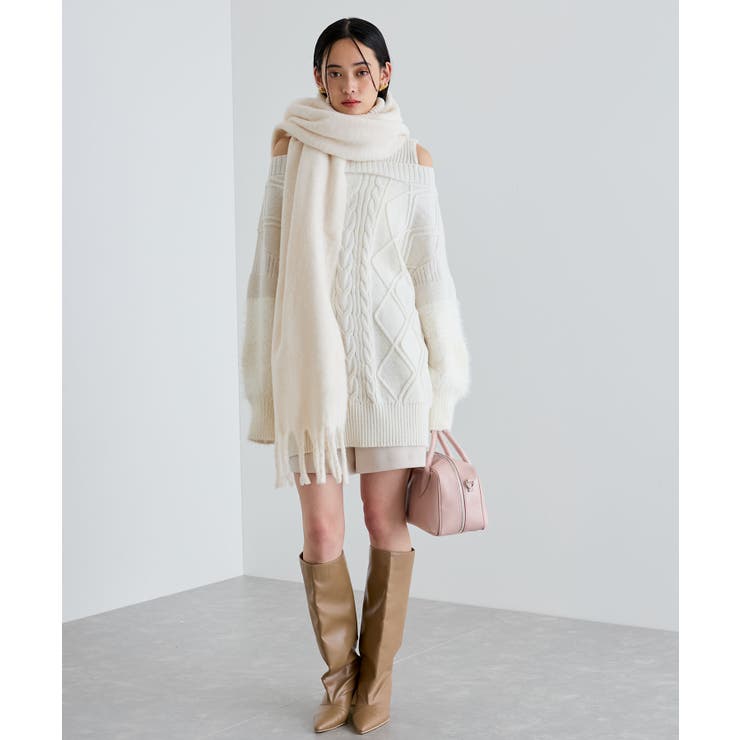 【リサイクルポリ】ふわふわ太フリンジマフラー | VIS  | 詳細画像4 