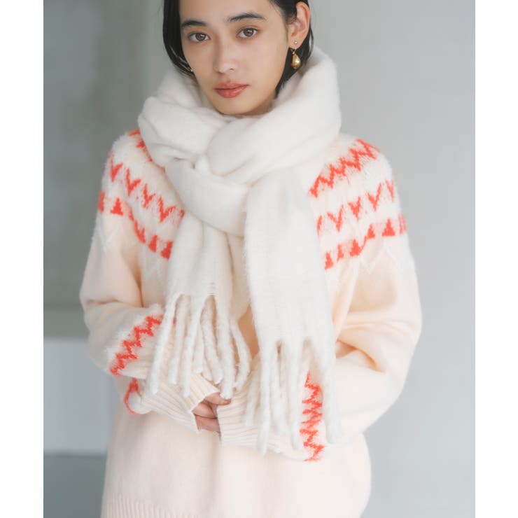 キナリ(16) | 【リサイクルポリ】ふわふわ太フリンジマフラー | VIS 