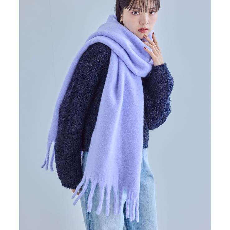 ラベンダー(52) | 【リサイクルポリ】ふわふわ太フリンジマフラー | VIS 