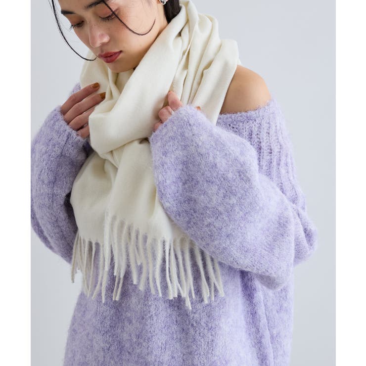 オフホワイト(15) | 【リサイクルポリ】なめらかタッチ無地マフラー | VIS 