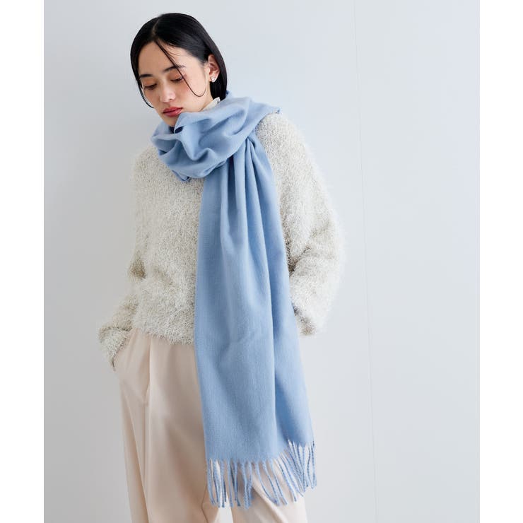 サックス(48) | 【リサイクルポリ】なめらかタッチ無地マフラー | VIS 