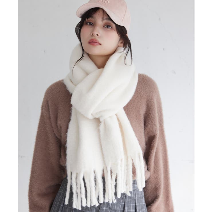 ふわふわフリンジマフラー/静電気防止 | VIS  | 詳細画像1 