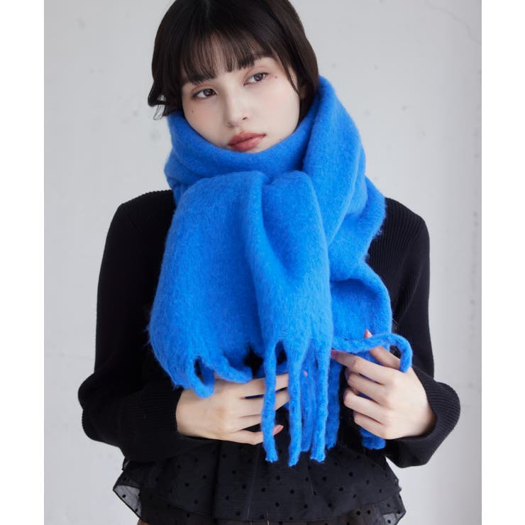 ブルー(44) | ふわふわフリンジマフラー/静電気防止 | VIS 