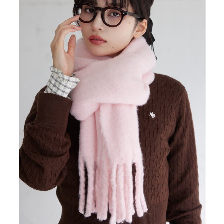 ピンク系(65) | ふわふわフリンジマフラー/静電気防止 | VIS 