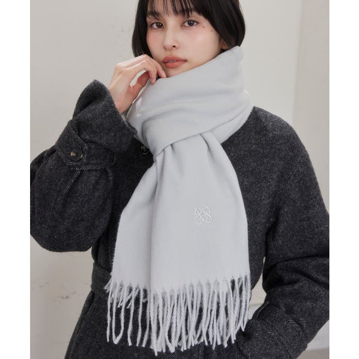 ライトグレー(08) | なめらかタッチ刺繍入りストール | VIS 