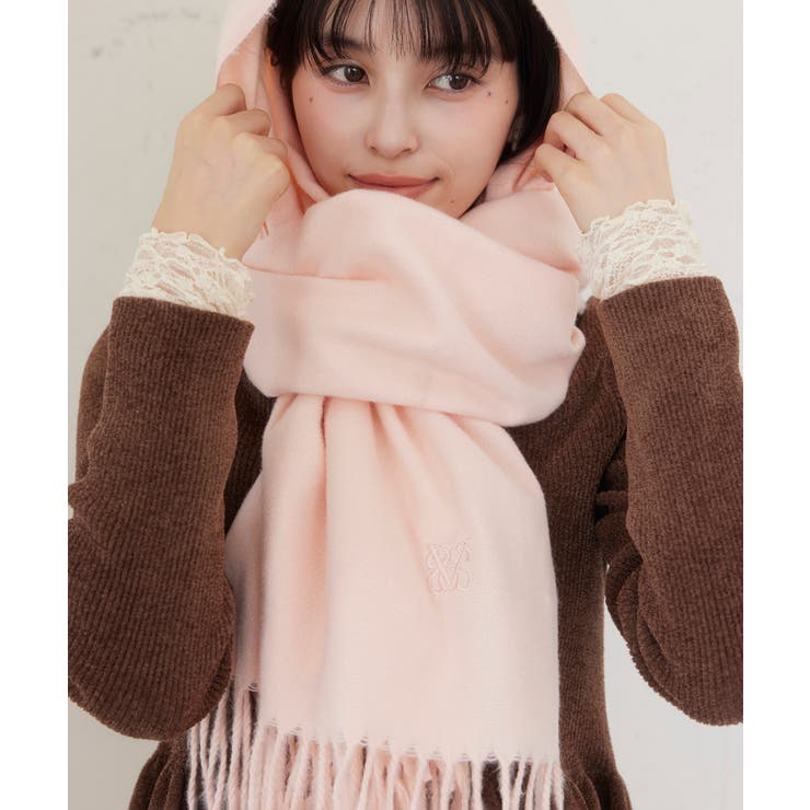 ピンク系(65) | なめらかタッチ刺繍入りストール | VIS 