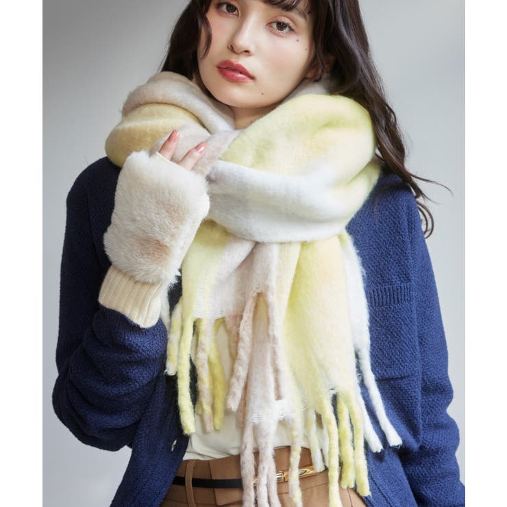 ふわふわフリンジチェックマフラー/静電気防止 | VIS  | 詳細画像13 