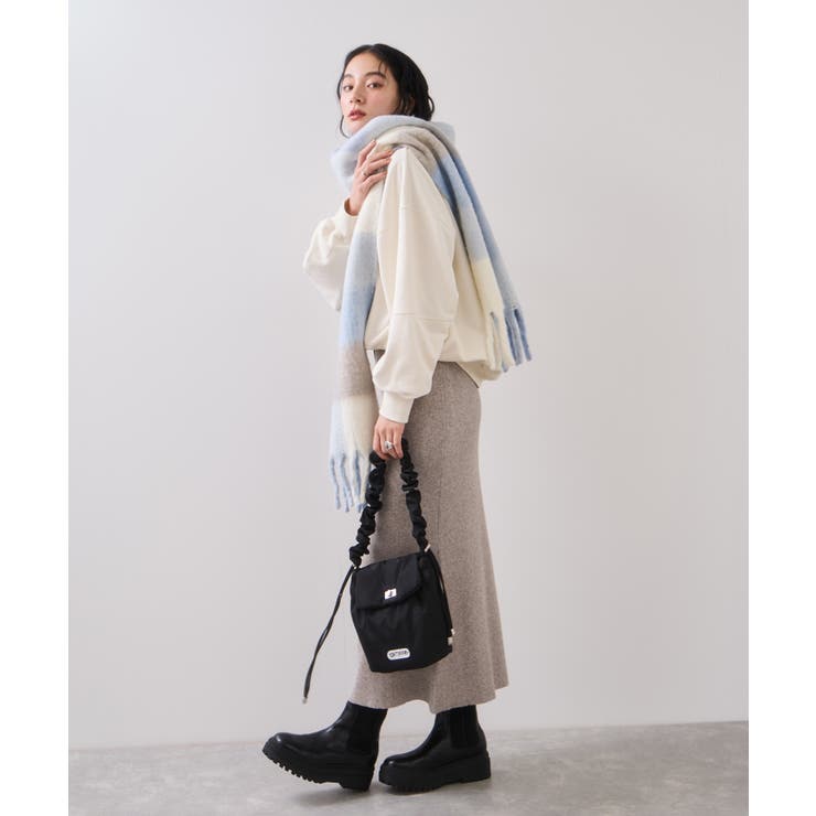 ふわふわフリンジチェックマフラー/静電気防止 | VIS  | 詳細画像4 