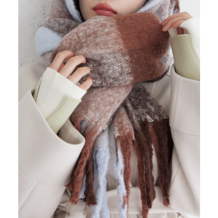 ふわふわフリンジチェックマフラー/静電気防止 | VIS  | 詳細画像7 