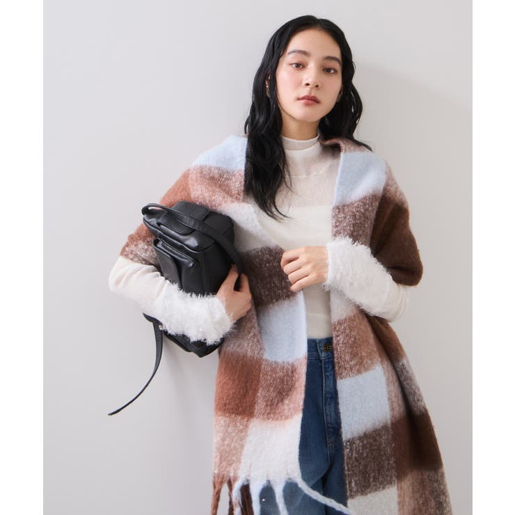 ふわふわフリンジチェックマフラー/静電気防止 | VIS  | 詳細画像8 