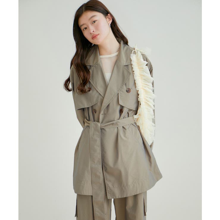 カーキ系(38) | マルチWAYミドル丈ジレトレンチ | VIS 