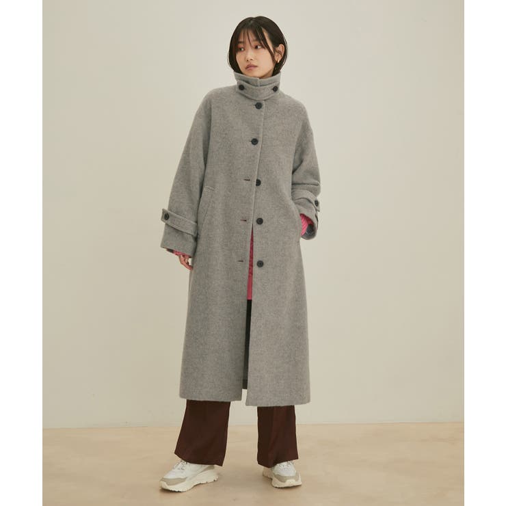 静電気防止裏地】衿2WAYウール混ロングコート【sustainable】[品番