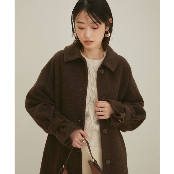 静電気防止裏地】衿2WAYウール混ロングコート【sustainable】[品番