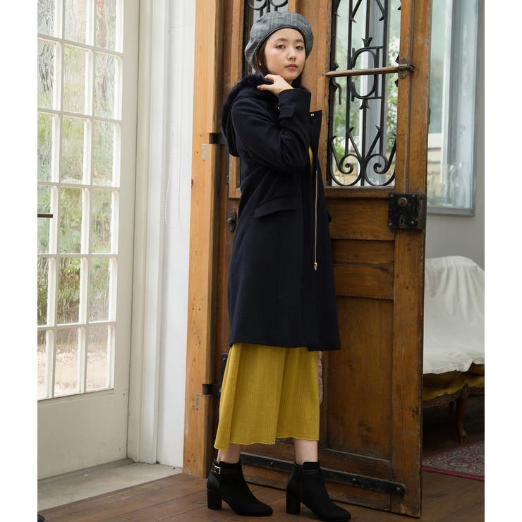 蓄熱+静電気防止加工】【WOOL100%】マルチWAYノーカラーコート[品番 