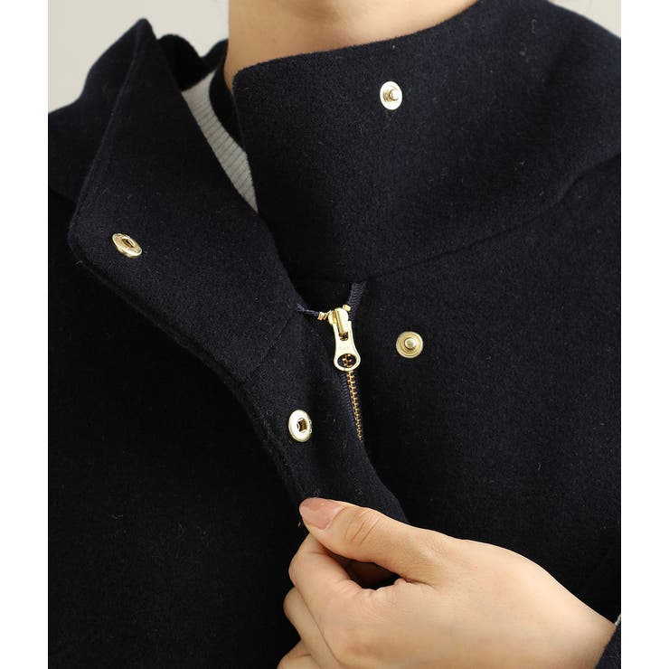 【蓄熱+静電気防止】フレンチウール混立ち襟フードショートコート | VIS  | 詳細画像5 