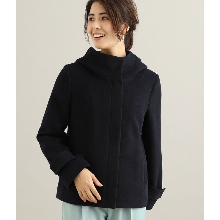 【蓄熱+静電気防止】フレンチウール混立ち襟フードショートコート | VIS  | 詳細画像9 