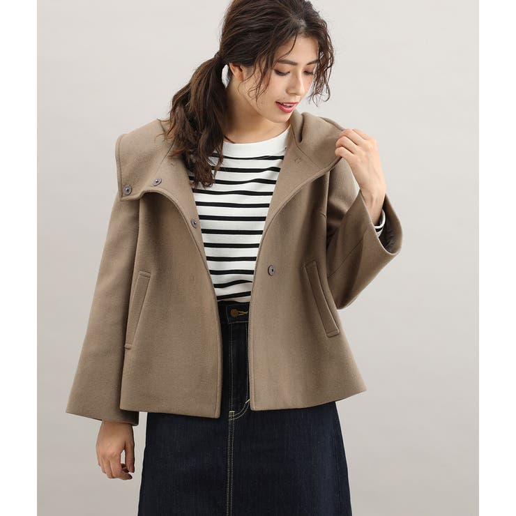 WEB限定】二重織りメルトンショートフードコート[品番：VISW0004800