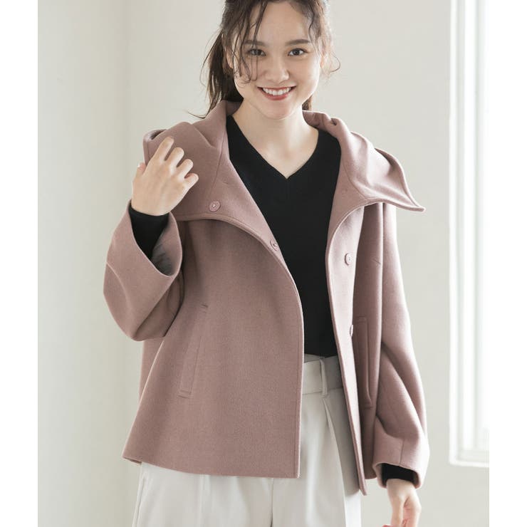 WEB限定】二重織りメルトンショートフードコート[品番：VISW0004800