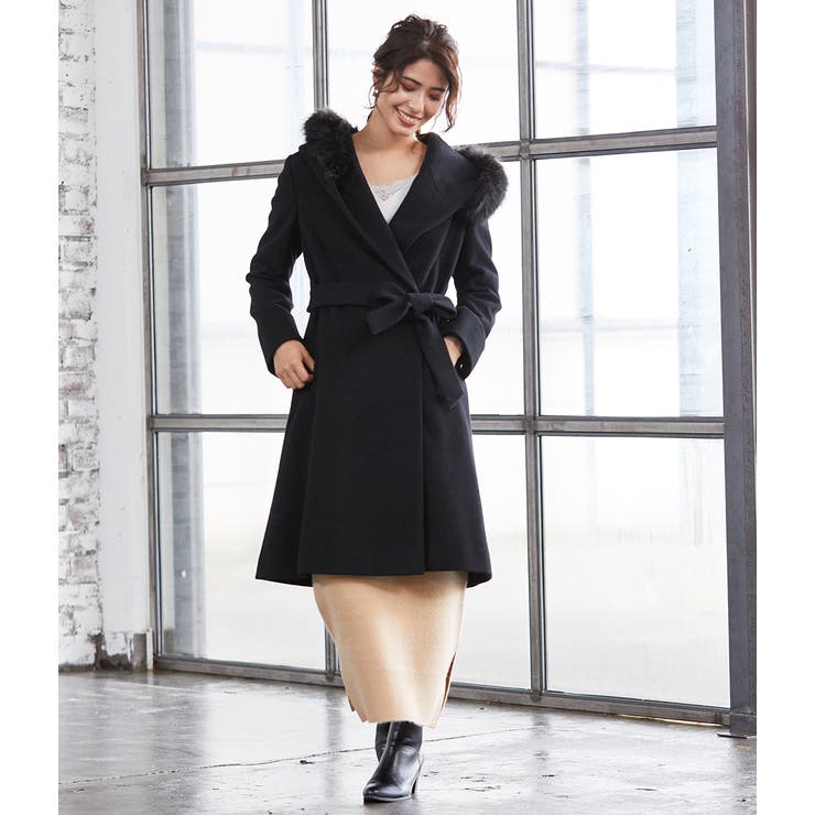 WEB限定】【素材を楽しむ尾州】ビーバーファー付フードコート[品番