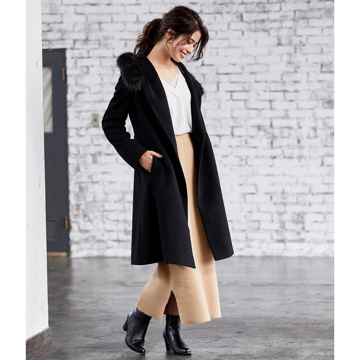 WEB限定】【素材を楽しむ尾州】ビーバーファー付フードコート[品番