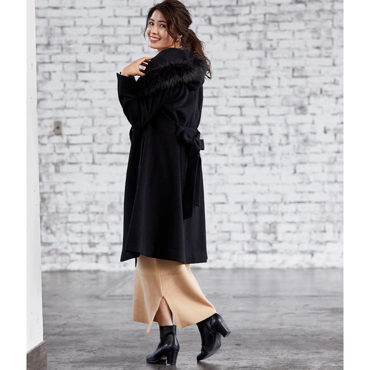 WEB限定】【素材を楽しむ尾州】ビーバーファー付フードコート[品番