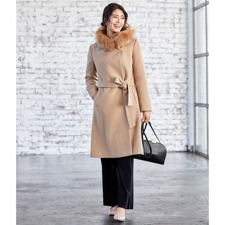 WEB限定】【素材を楽しむ尾州】ビーバーファー付フードコート[品番