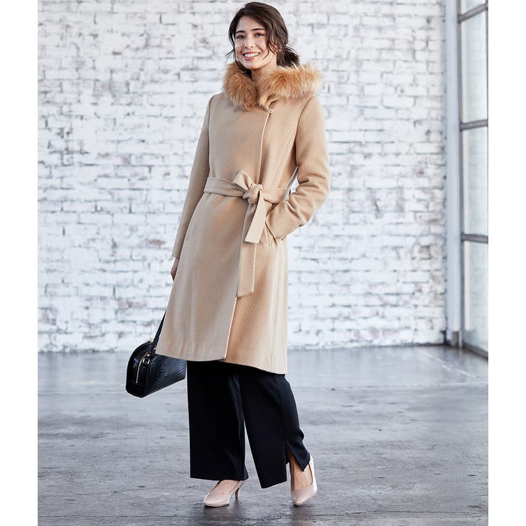 WEB限定】【素材を楽しむ尾州】ビーバーファー付フードコート[品番