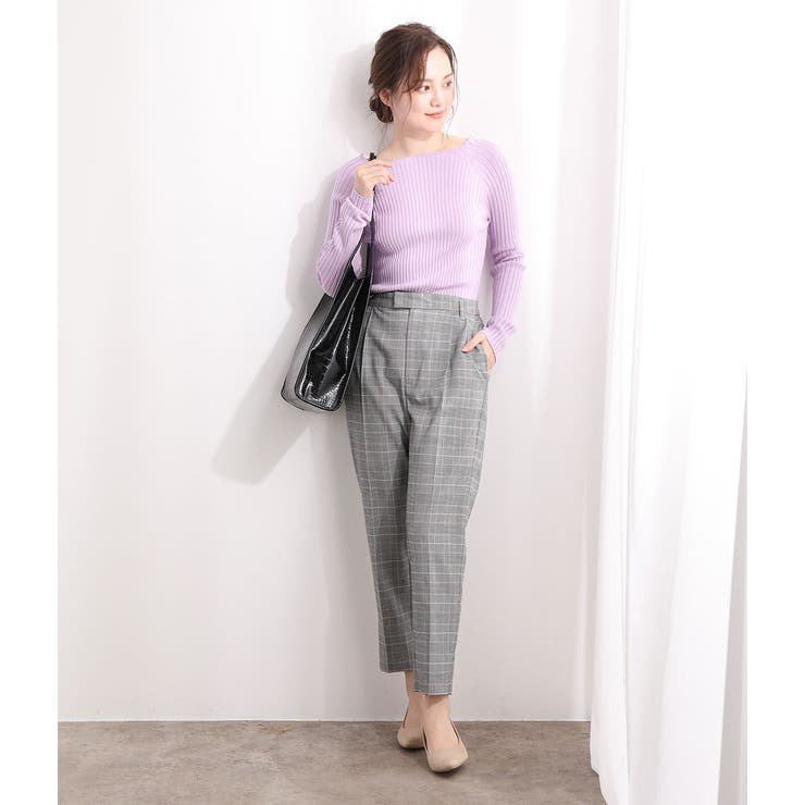✨希少✨ツモリチサト ワイドパンツ グレンチェック ピンク グレー シルバー EASY CARE】グレンチェックテーパードパンツ[品番：VISW0006458]｜VIS