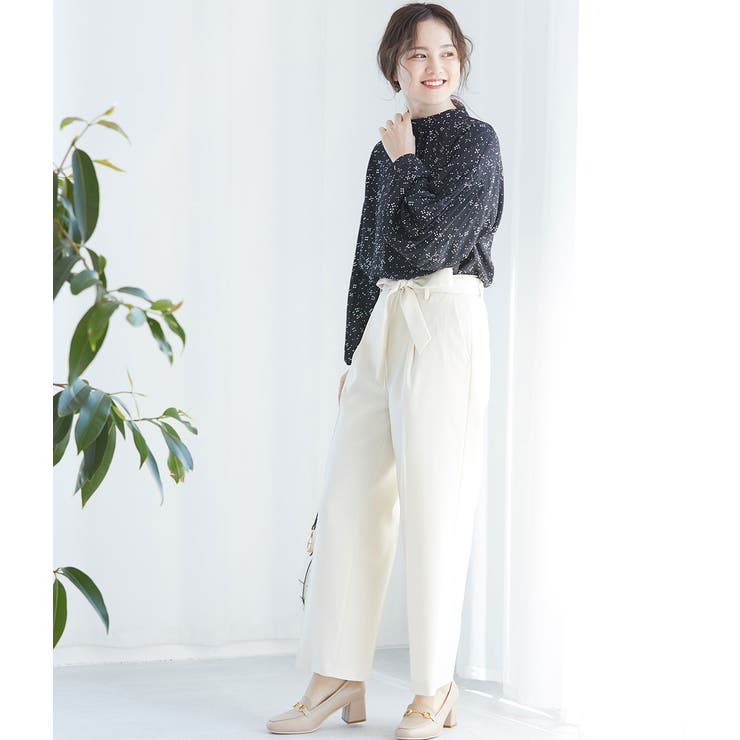 【セットアップ対応】【EASY CARE】麻調ベルト付きワイドパンツ | VIS  | 詳細画像16 