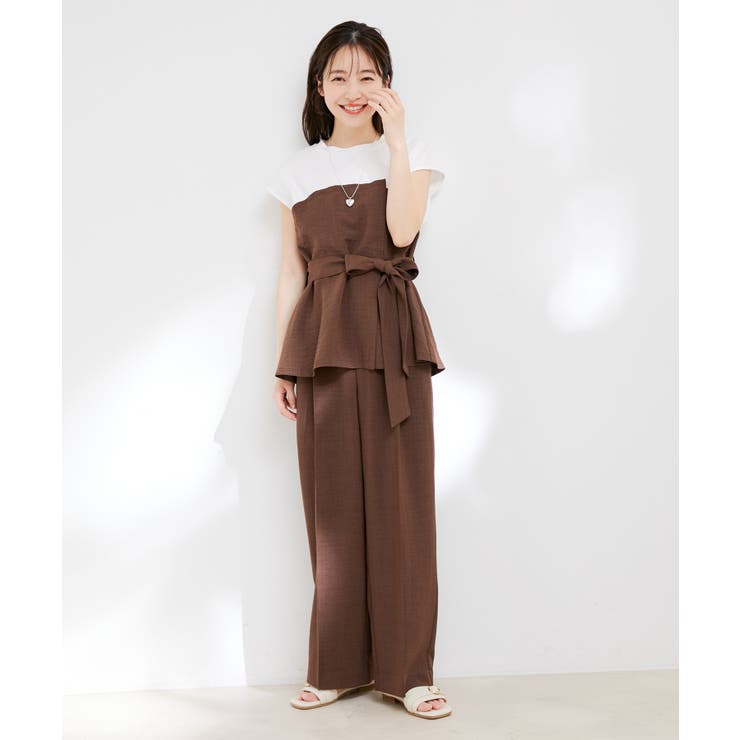 【接触冷感 洗える】美easy Dカンベルト付きワイドパンツ【セットアップ対応】 | VIS  | 詳細画像15 