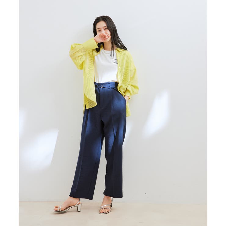 【接触冷感 洗える】美easy Dカンベルト付きワイドパンツ【セットアップ対応】 | VIS  | 詳細画像6 