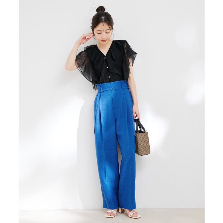 【接触冷感 洗える】美easy Dカンベルト付きワイドパンツ【セットアップ対応】 | VIS  | 詳細画像9 