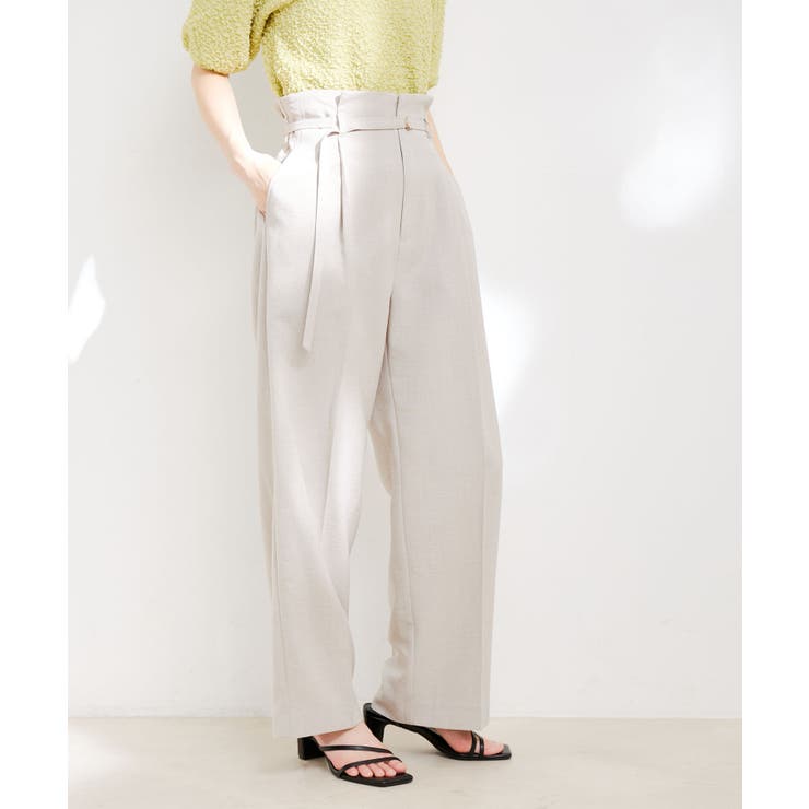 キナリ系(17) | 【接触冷感 洗える】美easy Dカンベルト付きワイドパンツ【セットアップ対応】 | VIS 