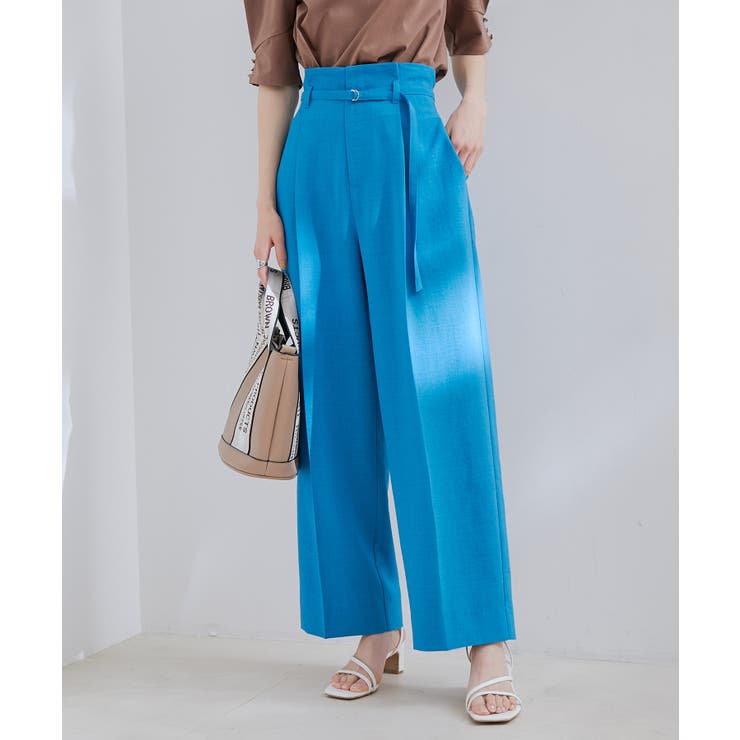 ターコイズ(49) | 【接触冷感 洗える】美easy Dカンベルト付きワイドパンツ【セットアップ対応】 | VIS 