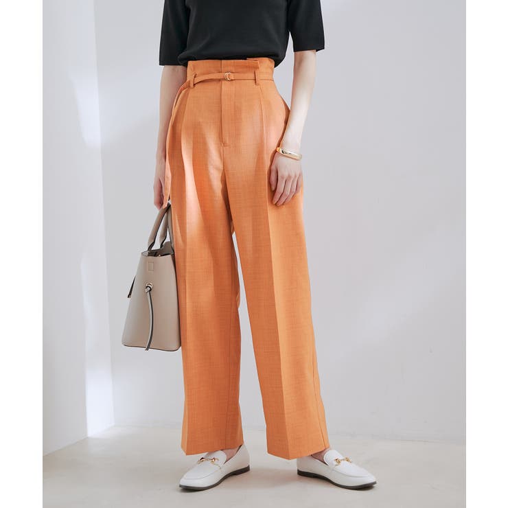 オレンジ系(71) | 【接触冷感 洗える】美easy Dカンベルト付きワイドパンツ【セットアップ対応】 | VIS 