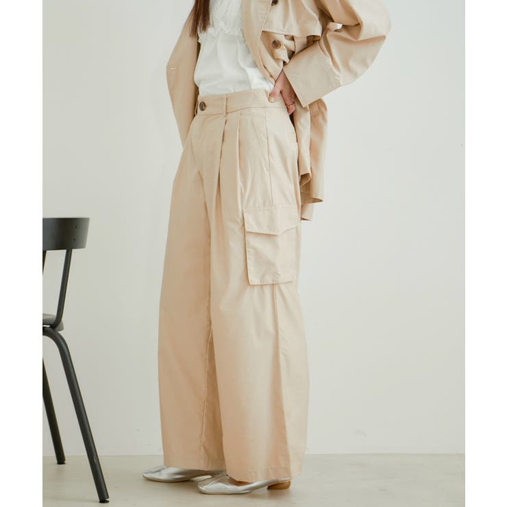 ベージュ(27) | 【セットアップ対応】タックギャザーワイドカーゴパンツ | VIS 