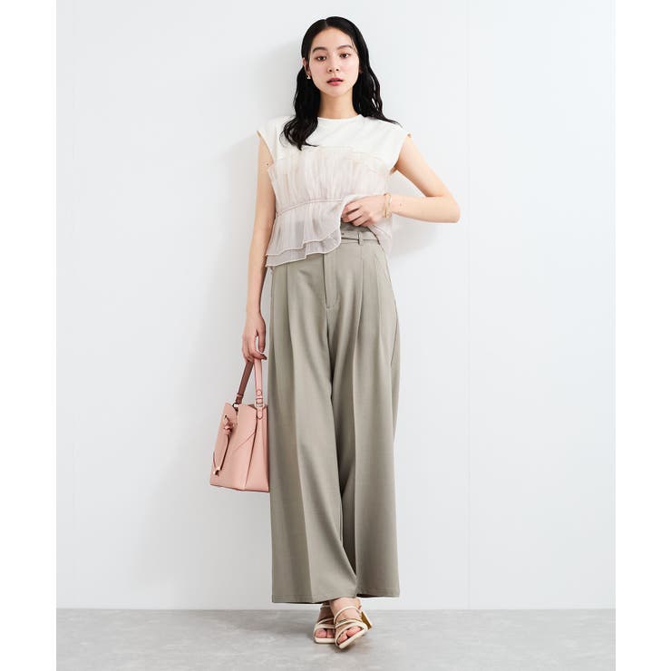 【新色追加】【防シワ/接触冷感】ベルトディテールタックワイドスラックスパンツ | VIS  | 詳細画像10 