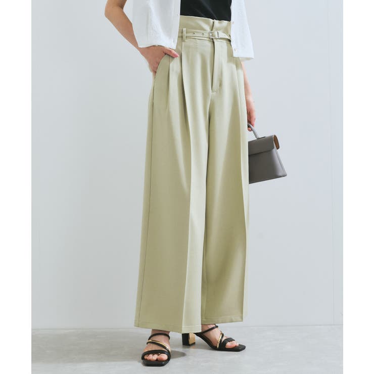 【新色追加】【防シワ/接触冷感】ベルトディテールタックワイドスラックスパンツ | VIS  | 詳細画像17 