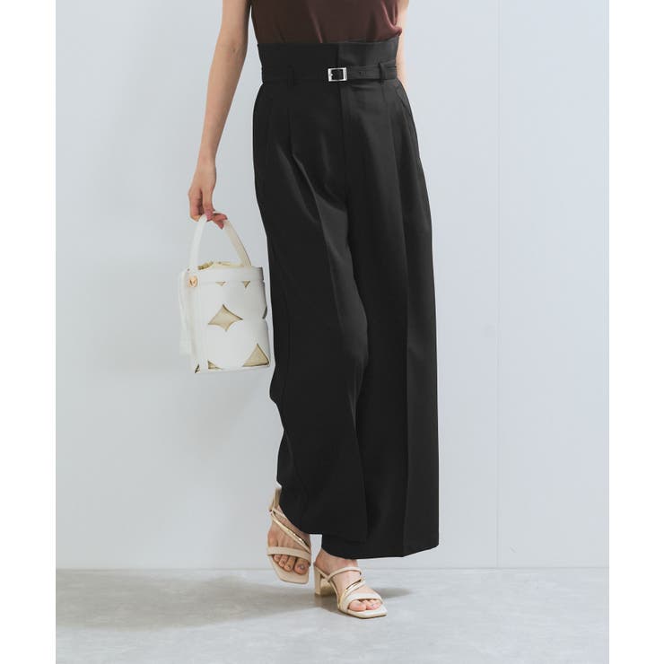 【新色追加】【防シワ/接触冷感】ベルトディテールタックワイドスラックスパンツ | VIS  | 詳細画像21 