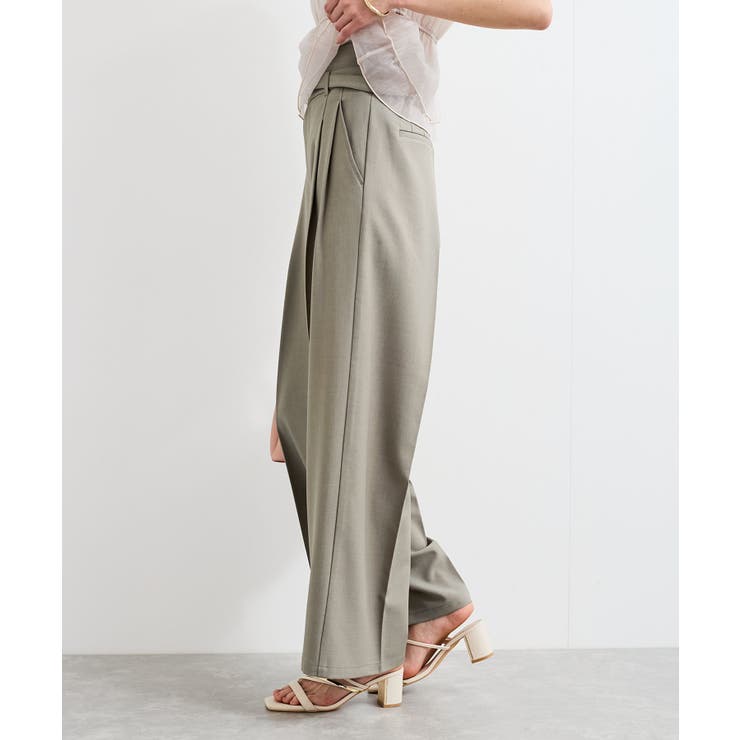 【新色追加】【防シワ/接触冷感】ベルトディテールタックワイドスラックスパンツ | VIS  | 詳細画像23 