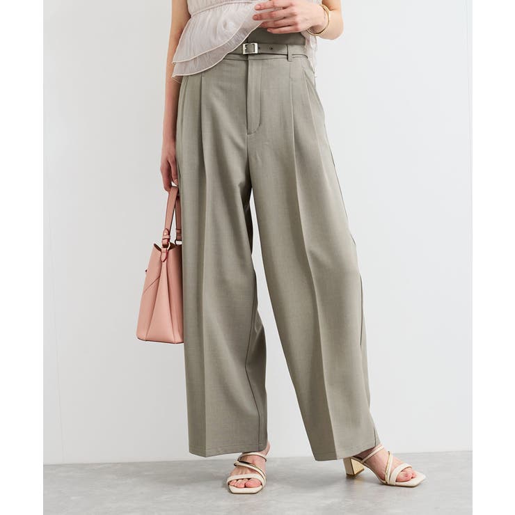 【新色追加】【防シワ/接触冷感】ベルトディテールタックワイドスラックスパンツ | VIS  | 詳細画像24 