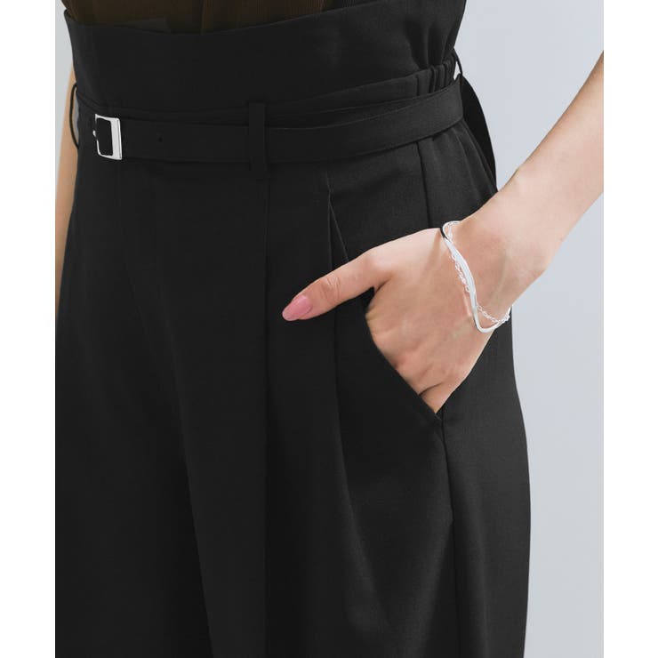 【新色追加】【防シワ/接触冷感】ベルトディテールタックワイドスラックスパンツ | VIS  | 詳細画像29 