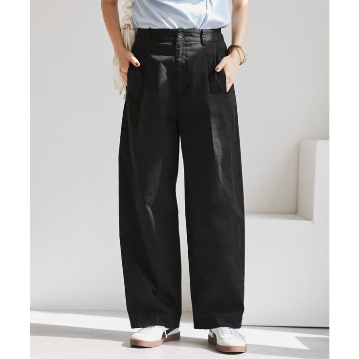 ブラック(01) | バレルシルエットコットンパンツ | VIS 