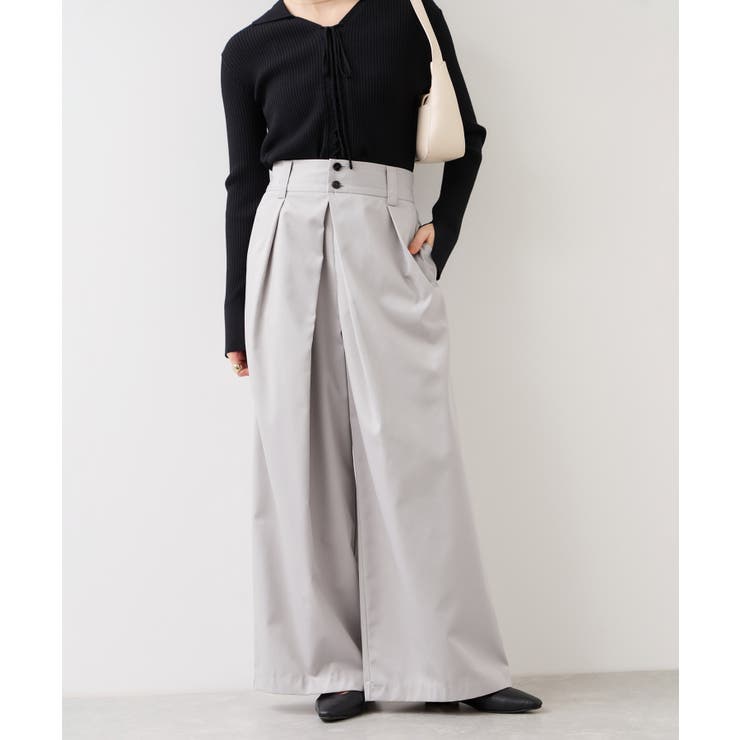 ライトグレー(08) | フロントタックデザインワイドパンツ | VIS 
