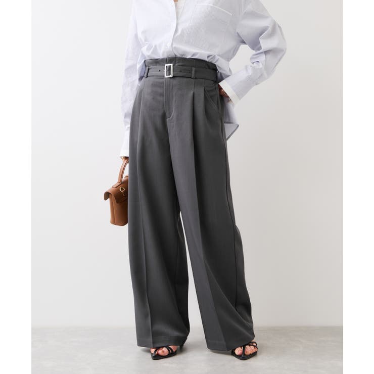 チャコール(06) | ベルトディティールパンツ/防シワ・イージーケア | VIS 