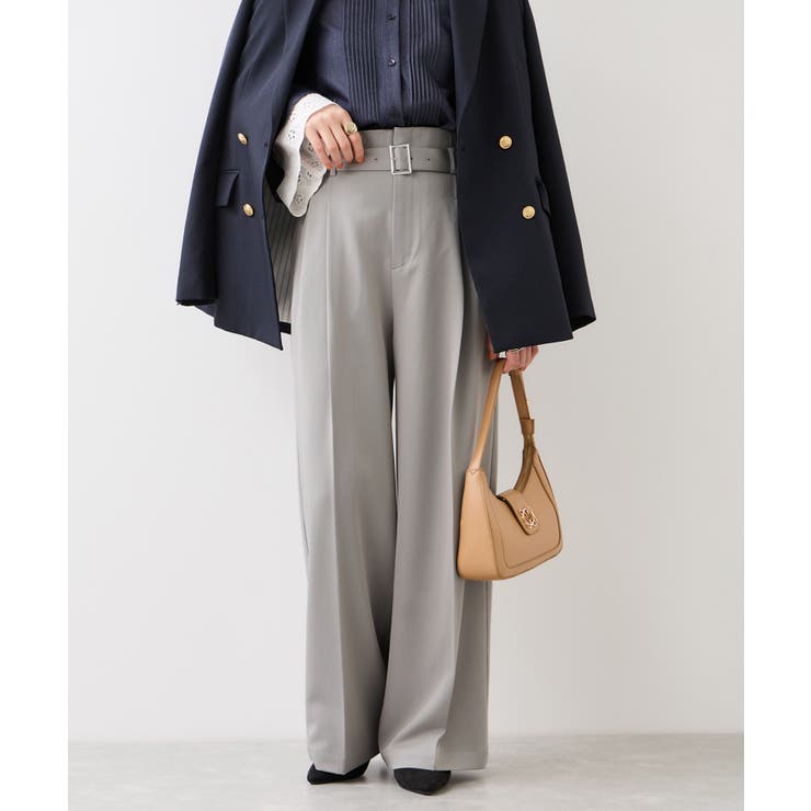 ライトグレー(08) | ベルトディティールパンツ/防シワ・イージーケア | VIS 