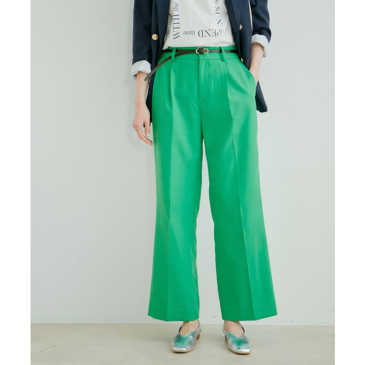 グリーン(30) | 美HITワンタックストレートパンツ【洗える】 | VIS 