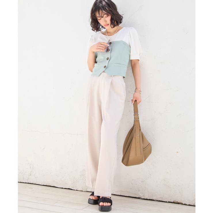 【美easy】ワンタックワイドスラックスパンツ【接触冷感/洗える】 | VIS  | 詳細画像7 